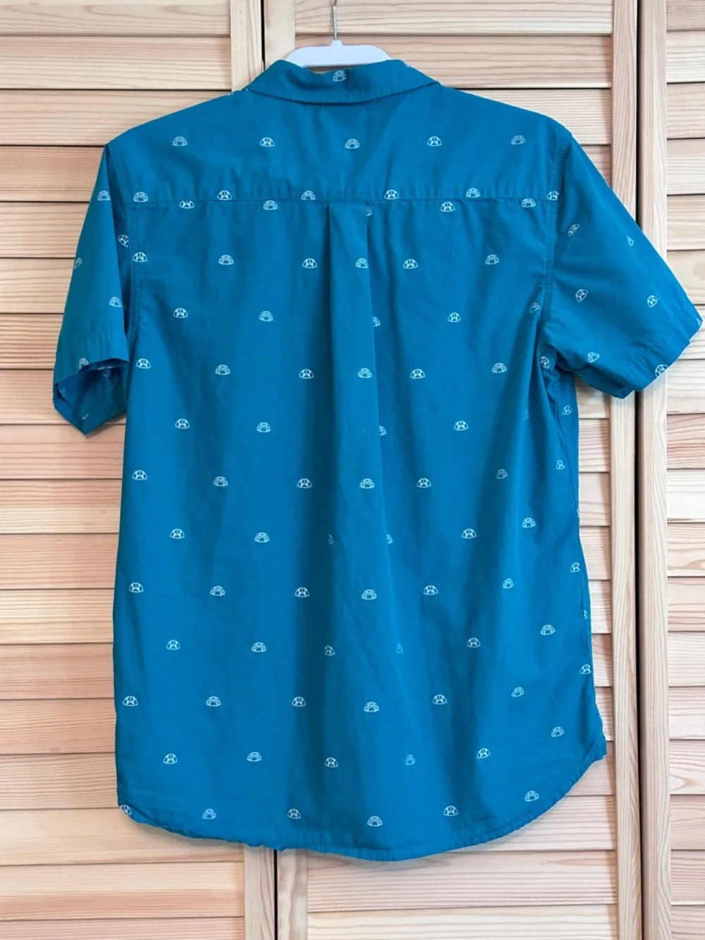 The North Face Teal Short Sleeve Baytrail‎ Jacq Shirt Tent Print Men Medium
